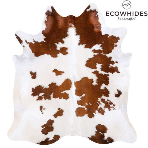 Brazilian Brown and White Cowhide Rug Size 7'7" L x 6'10" W 6002