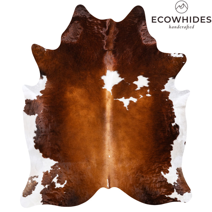 Brazilian Brown and White Cowhide Rug Size 7'9" L x 6'7" W 6003