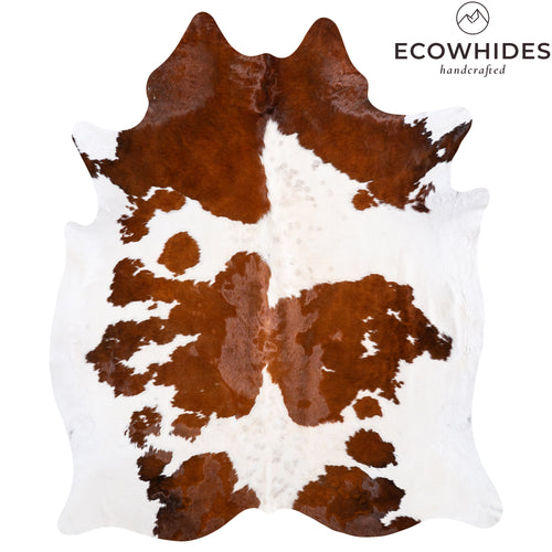 Brazilian Brown and White Cowhide Rug Size 8'4" L x 6'11" W 6006