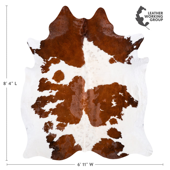 Brazilian Brown and White Cowhide Rug Size 8'4" L x 6'11" W 6006