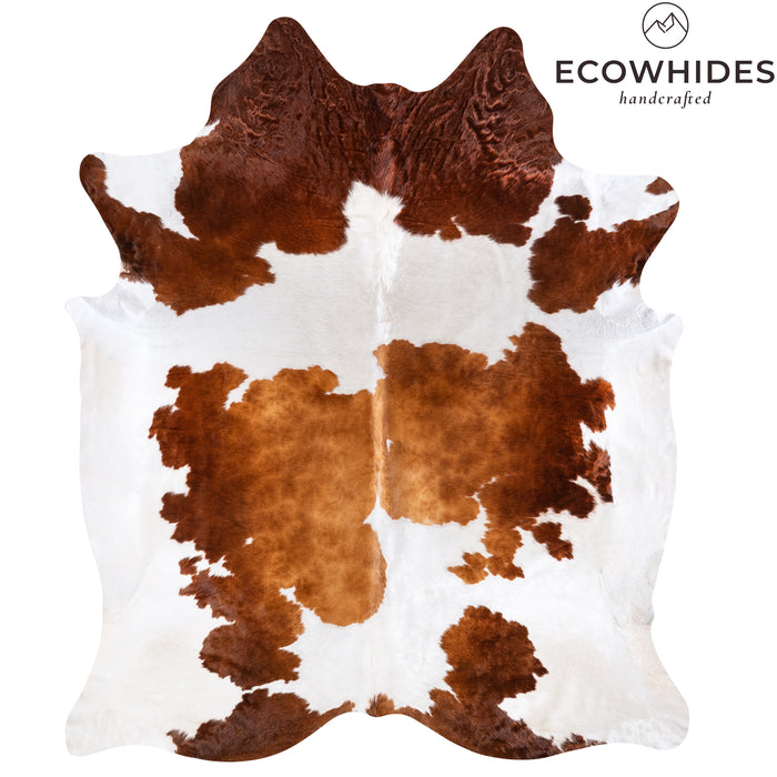 Brazilian Brown and White Cowhide Rug Size 8'6" L x 7'0" W 6008