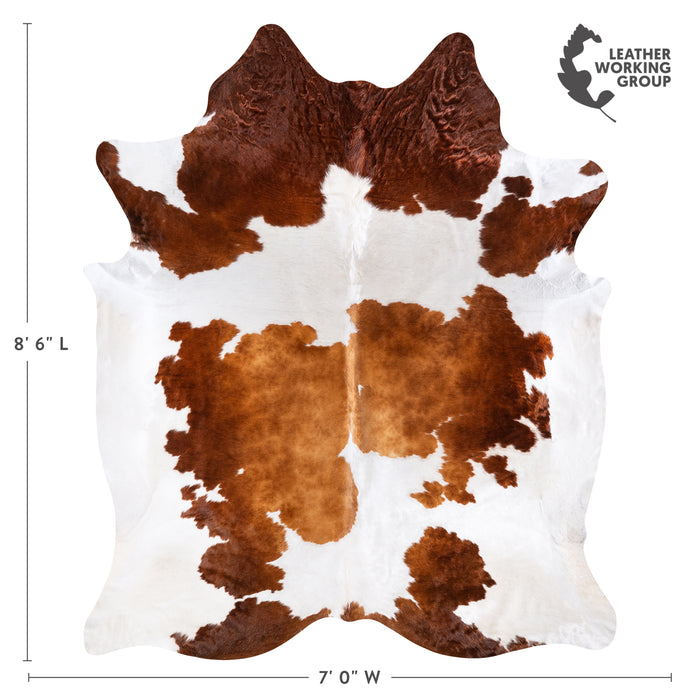 Brazilian Brown and White Cowhide Rug Size 8'6" L x 7'0" W 6008