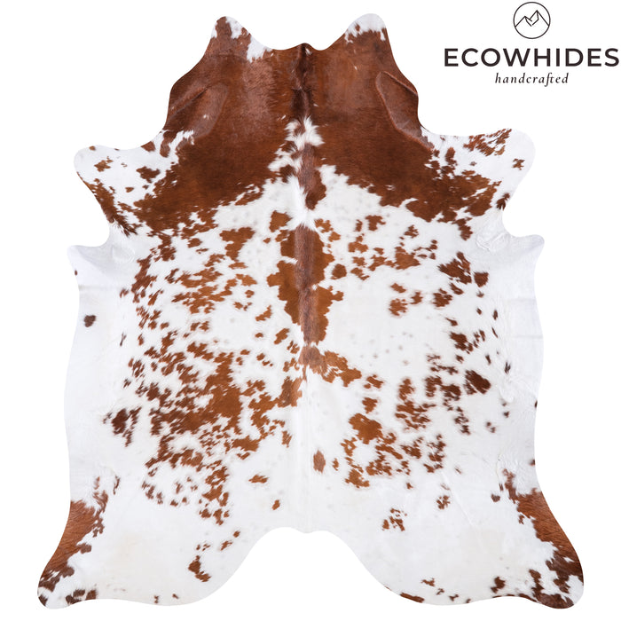 Brazilian Brown and White Cowhide Rug Size 7'10" L x 7'0" W 6011