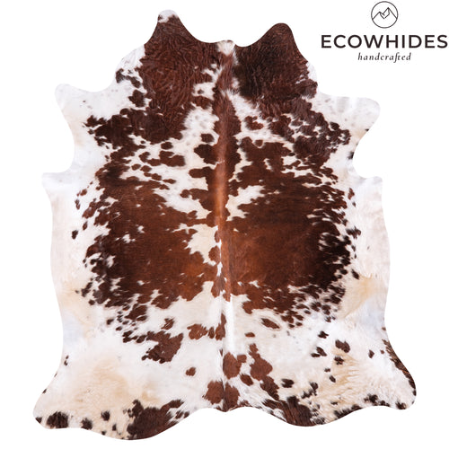 Brazilian Brown and White Cowhide Rug Size 8'7" L x 7'6" W 6013