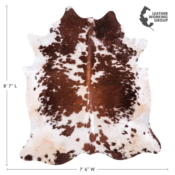 Brazilian Brown and White Cowhide Rug Size 8'7" L x 7'6" W 6013