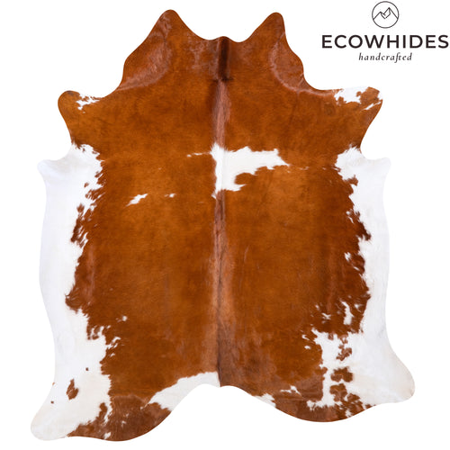 Brazilian Brown and White Cowhide Rug Size 7'8" L x 6'10" W 6014