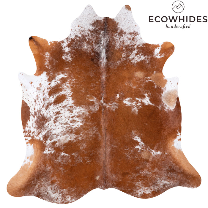 Brazilian Brown and White Cowhide Rug Size 7'2" L x 6'10" W 6015