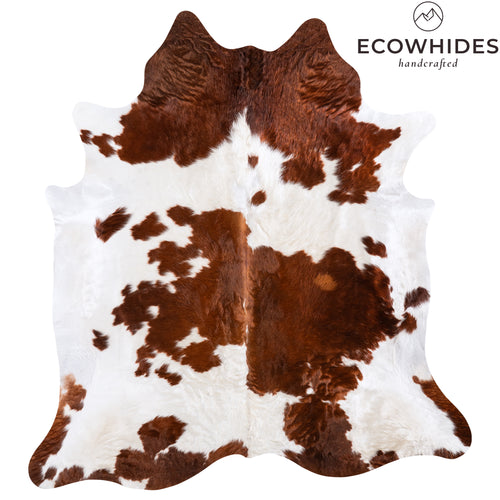 Brazilian Brown and White Cowhide Rug Size 7'10" L x 7'2" W 6016