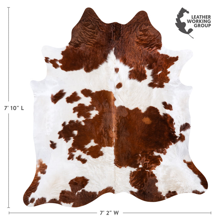 Brazilian Brown and White Cowhide Rug Size 7'10" L x 7'2" W 6016