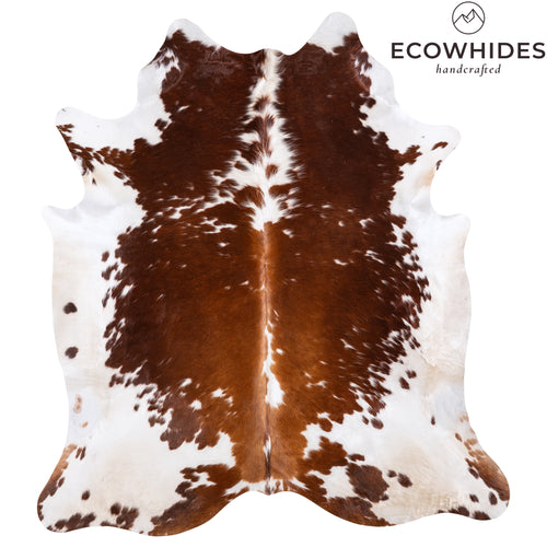 Brazilian Brown and White Cowhide Rug Size 8'2" L x 7'5" W 6018