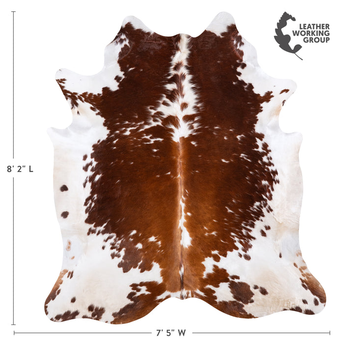 Brazilian Brown and White Cowhide Rug Size 8'2" L x 7'5" W 6018