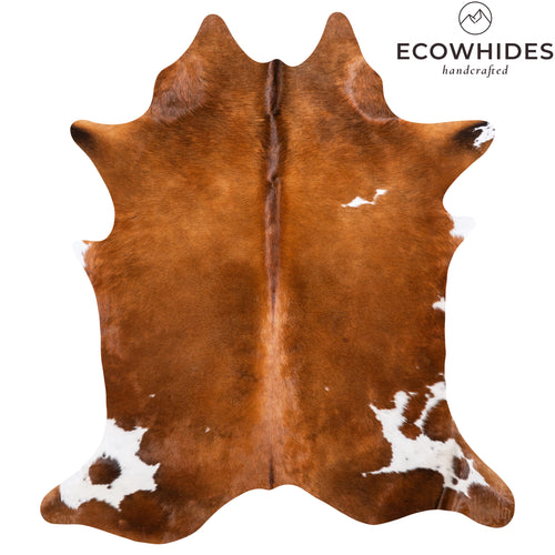 Brazilian Brown and White Cowhide Rug Size 7'10" L x 6'9" W 6019