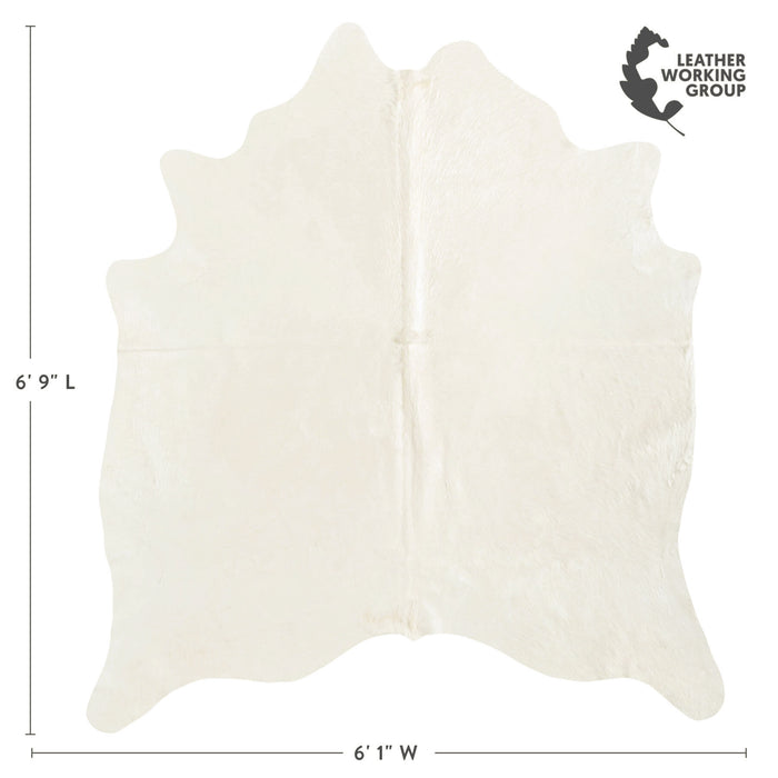 Brazilian Off White Cowhide Rug Size 6'9" L x 6'1" W 6022