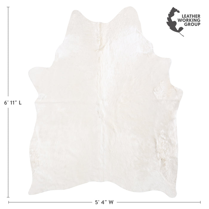 Brazilian White Cowhide Rug Size 6'11" L x 5'4" W 6025
