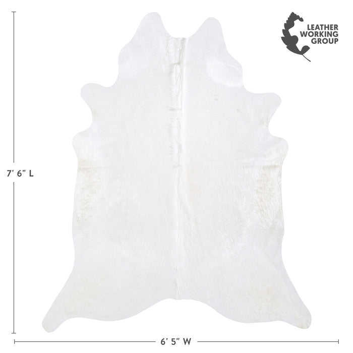 Brazilian White Cowhide Rug Size 7'6" L x 6'5" W 6028