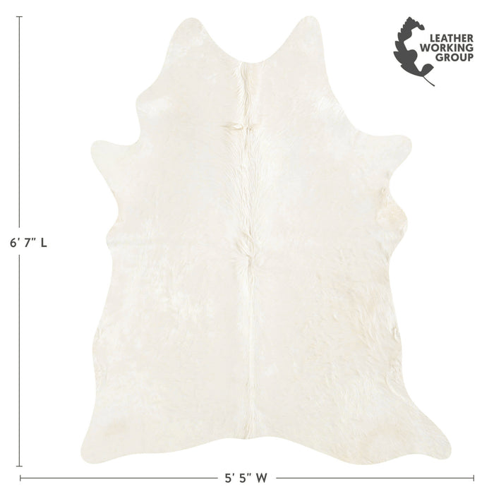Brazilian Off White Cowhide Rug Size 6'7" L x 5'5" W 6029
