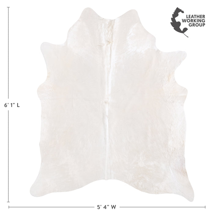 Brazilian White Cowhide Rug Size 6'1" L x 5'4" W 6035