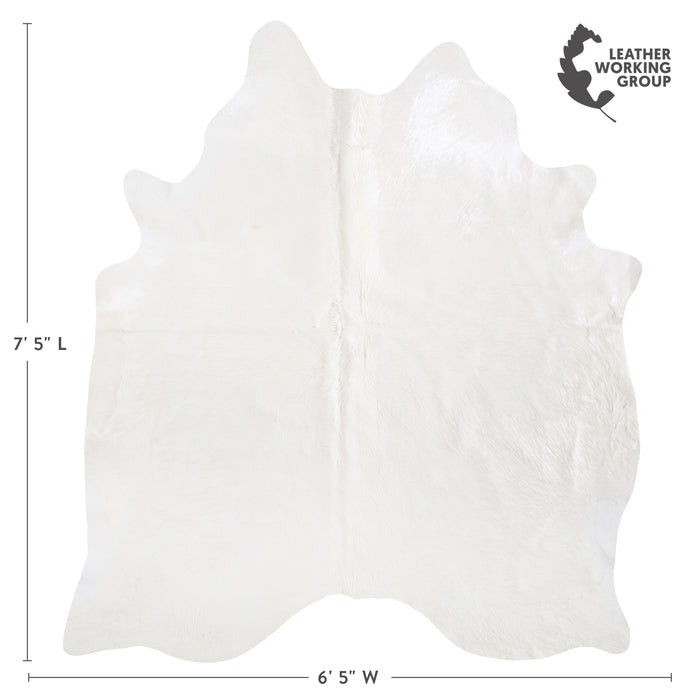 Brazilian White Cowhide Rug Size 7'5" L x 6'5" W 6036