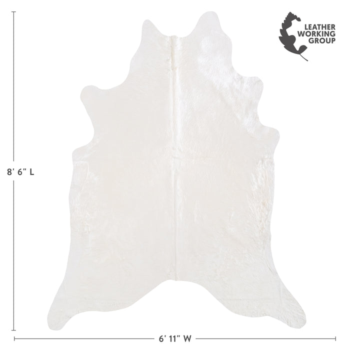 Brazilian White Cowhide Rug Size 8'6" L x 6'11" W 6037