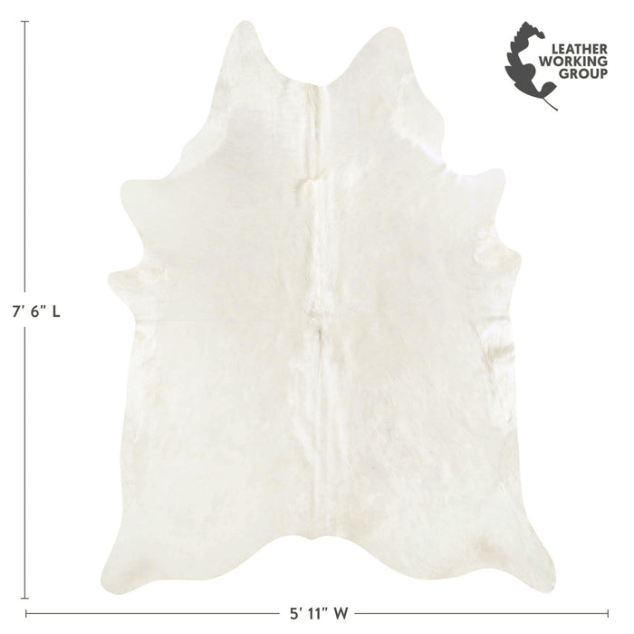 Brazilian Off White Cowhide Rug Size 7'6" L x 5'11" W 6053