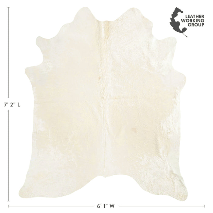 Brazilian Off White Cowhide Rug Size 7'2" L x 6'1" W 6055