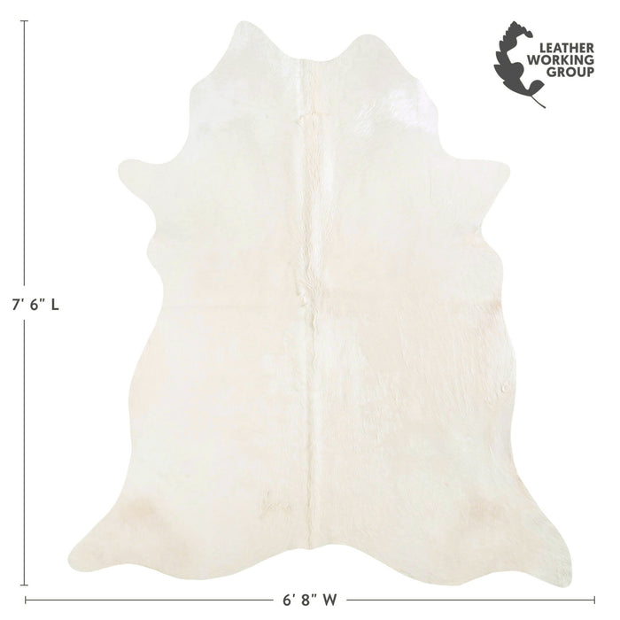 Brazilian Off White Cowhide Rug Size 7'6" L x 6'8" W 6057