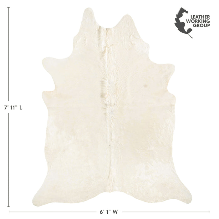 Brazilian Off White Cowhide Rug Size 7'11" L x 6'1" W 6059