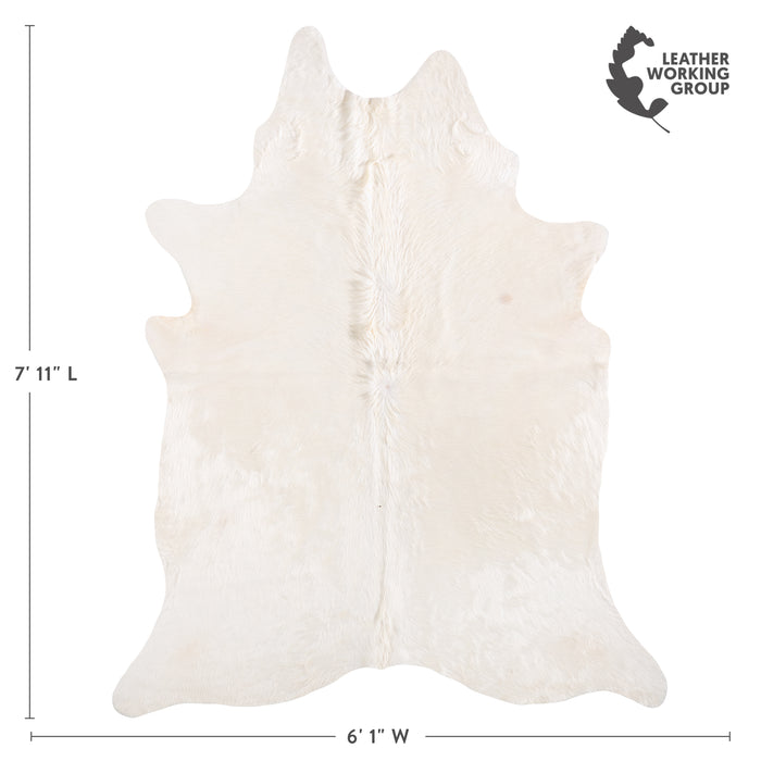 Brazilian White Cowhide Rug Size 7'11" L x 6'1" W 6059