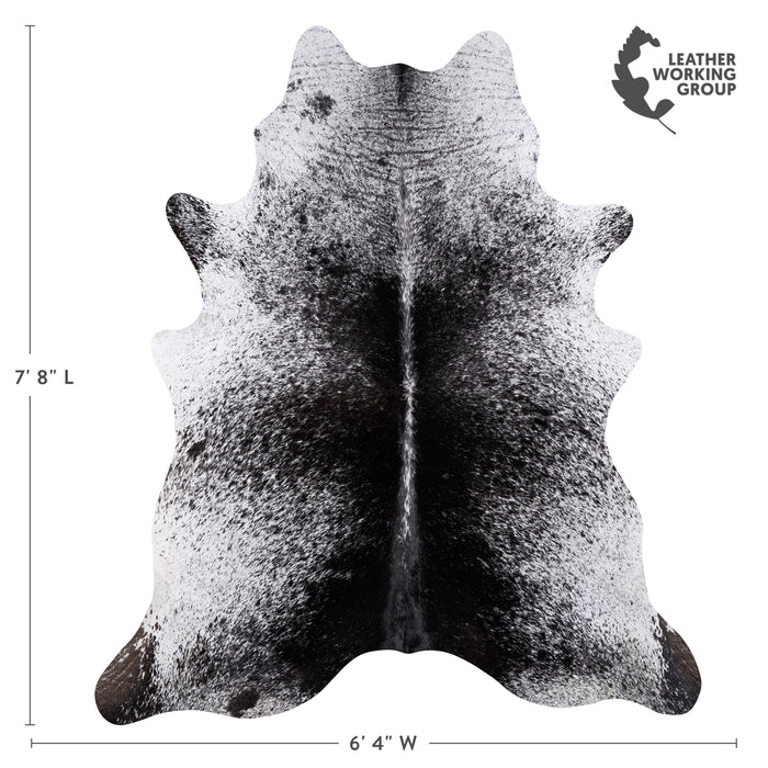 Brazilian Black Salt and Pepper Cowhide Rug Size 7'8" L x 6'4" W 6076