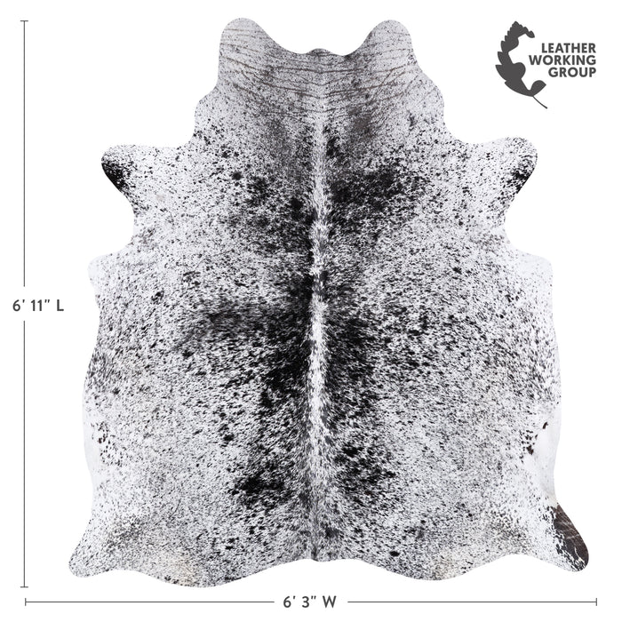 Brazilian Black Salt and Pepper Cowhide Rug Size 6'11" L x 6'3" W 6077