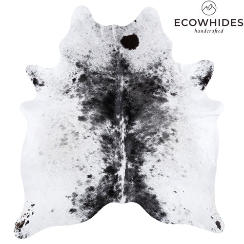 Brazilian Black Salt and Pepper Cowhide Rug Size 7'0" L x 6'4" W 6078