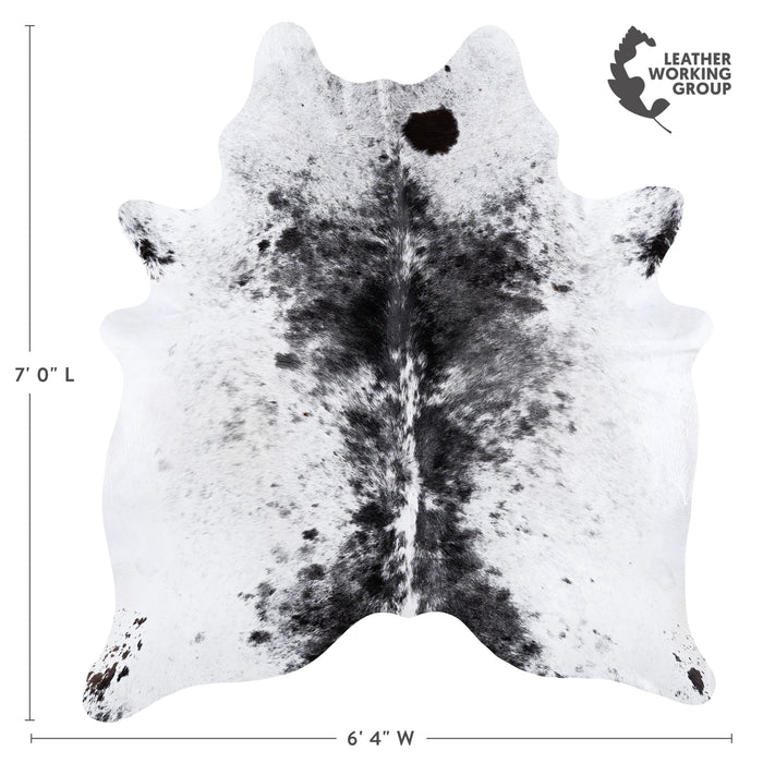 Brazilian Black Salt and Pepper Cowhide Rug Size 7'0" L x 6'4" W 6078