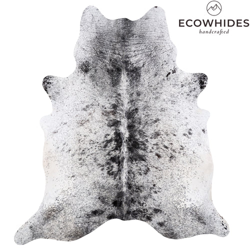 Brazilian Black Salt and Pepper Cowhide Rug Size 7'5" L x 6'9" W 6079