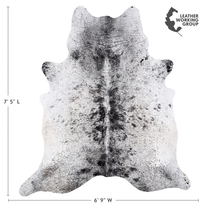 Brazilian Black Salt and Pepper Cowhide Rug Size 7'5" L x 6'9" W 6079