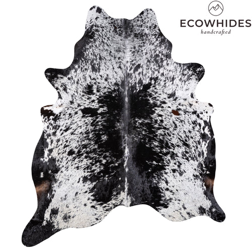 Brazilian Black Salt and Pepper Cowhide Rug Size 7'11" L x 6'9" W 6080