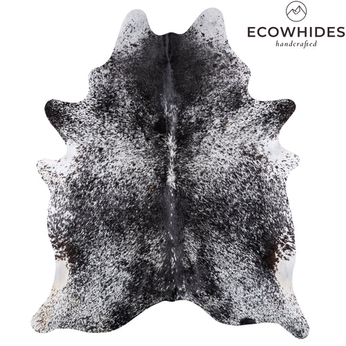 Brazilian Black Salt and Pepper Cowhide Rug Size 7'3" L x 6'2" W 6081