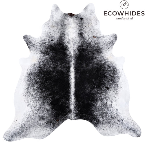 Brazilian Black Salt and Pepper Cowhide Rug Size 7'2" L x 7'1" W 6083