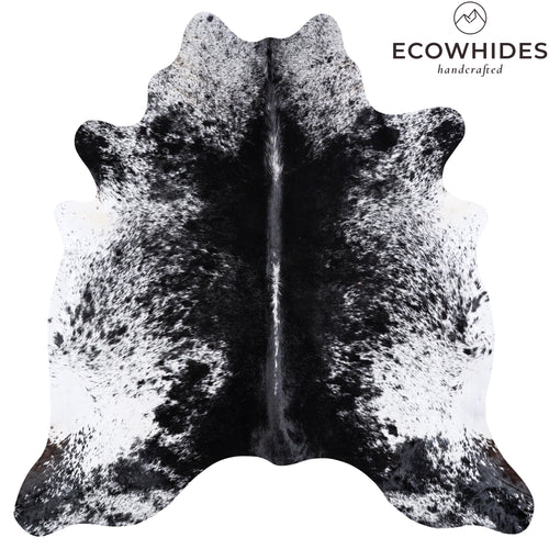 Brazilian Black Salt and Pepper Cowhide Rug Size 7'4" L x 7'2" W 6085