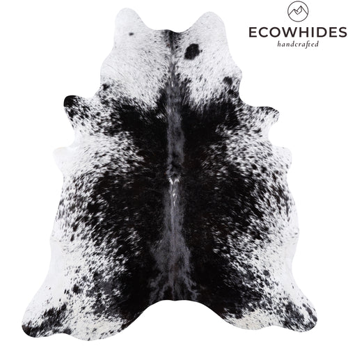 Brazilian Black Salt and Pepper Cowhide Rug Size 7'5" L x 6'6" W 6087