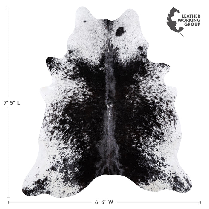 Brazilian Black Salt and Pepper Cowhide Rug Size 7'5" L x 6'6" W 6087