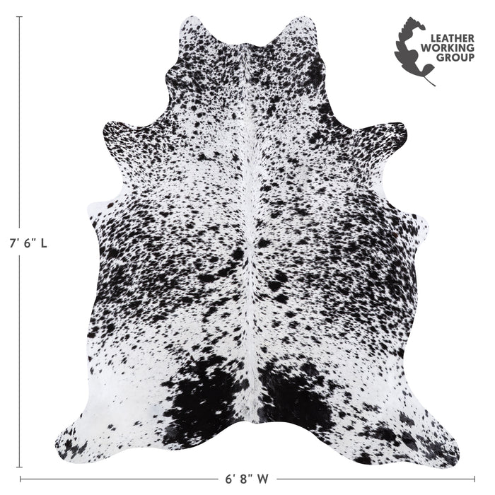 Brazilian Black Salt and Pepper Cowhide Rug Size 7'6" L x 6'8" W 6088