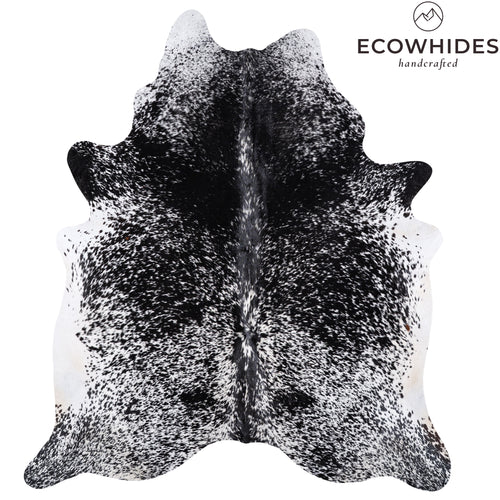 Brazilian Black Salt and Pepper Cowhide Rug Size 7'2" L x 6'4" W 6089