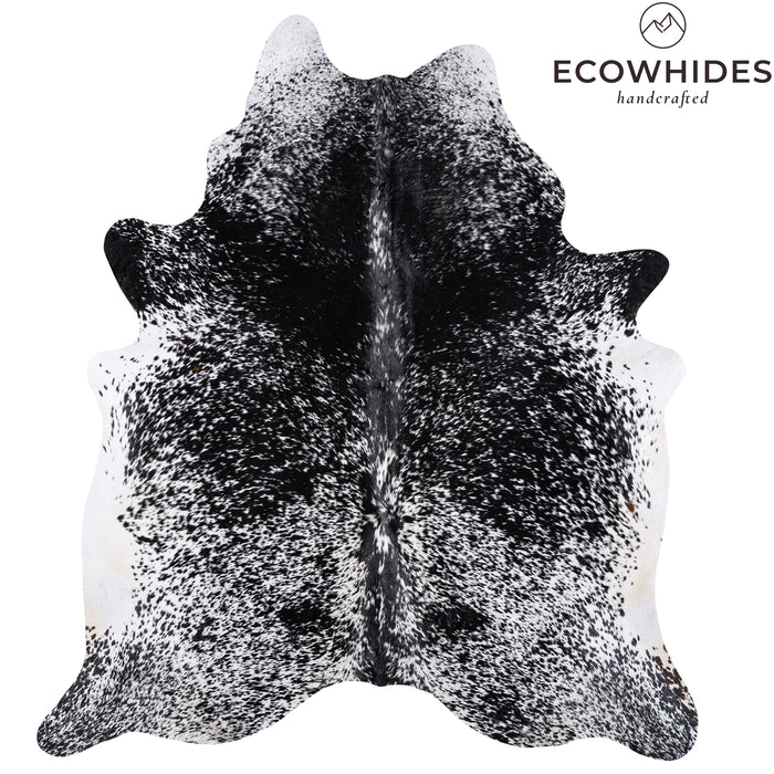 Brazilian Black Salt and Pepper Cowhide Rug Size 7'2" L x 6'4" W 6089