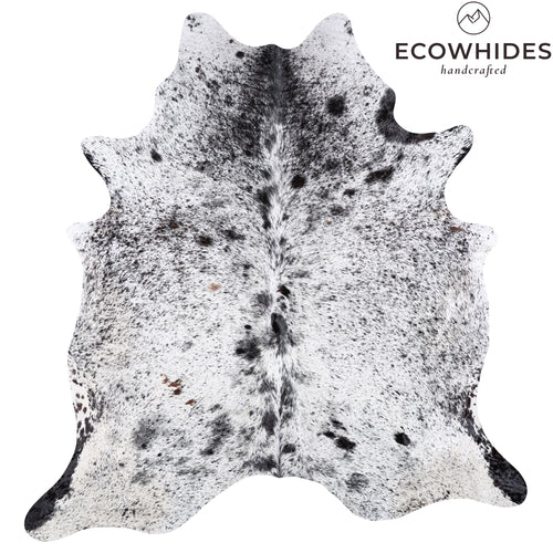 Brazilian Black Salt and Pepper Cowhide Rug Size 7'1" L x 6'10" W 6090