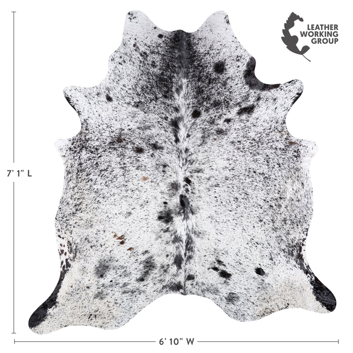 Brazilian Black Salt and Pepper Cowhide Rug Size 7'1" L x 6'10" W 6090