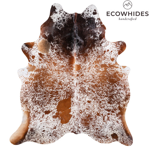 Brazilian Brown Salt and Pepper Cowhide Rug Size 7'10" L x 6'8" W 6095