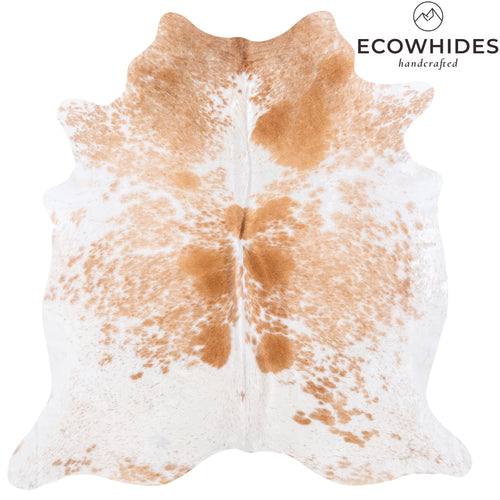 Brazilian Palomino and White Cowhide Rug Size 7'1" L x 6'11" W 6098