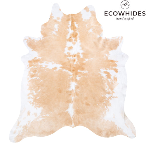 Brazilian Palomino and White Cowhide Rug Size 8'3" L x 7'6" W 6099