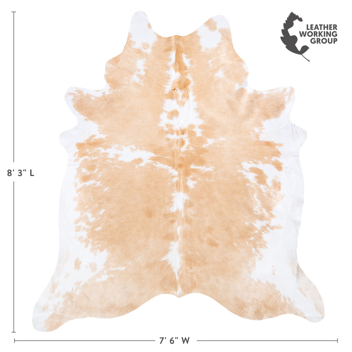 Brazilian Palomino and White Cowhide Rug Size 8'3" L x 7'6" W 6099