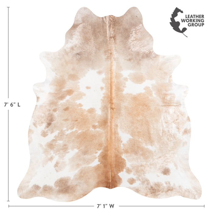 Brazilian Palomino and White Cowhide Rug Size 7'6" L x 7'1" W 6104